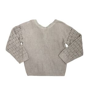 Express Off Shoulder Tan Twist Back Loose Fit Sweater Size Women's Small